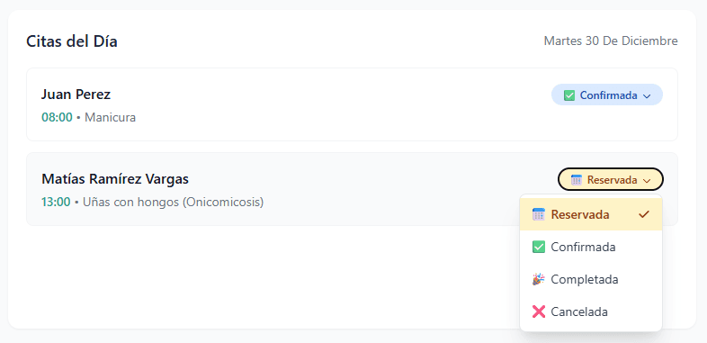Dashboard de citas EstetikFlow