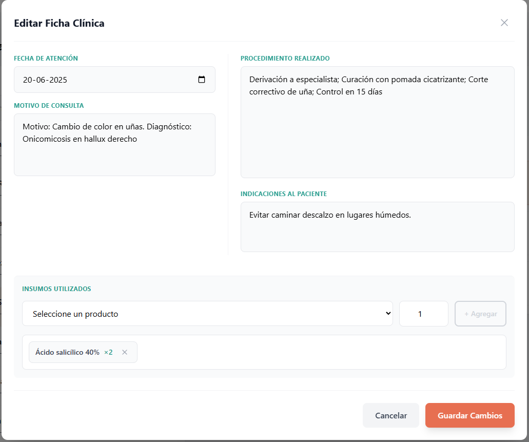 Ficha clínica EstetikFlow